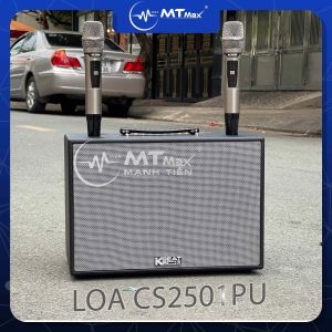 Loa xách tay CS2501 PU. Tặng kèm 2 micro sử dụng cho nhu cầu hát karaoke gia đình với không gian trong nhà và ngoài trời. Bảo Hành 12 tháng