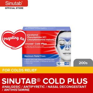 Sinutab Cold PLUS Tablets 200s : for colds sipon headache runny nose sneezing fever pain