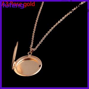 fufeng Stainless Steel Photo Locket Necklace 3 Colors Open Round Pendant Necklaces