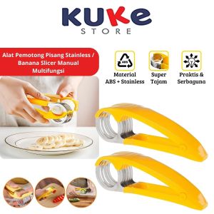 KUKE Alat Pemotong Pisang Stainless | Banana Slicer Manual | Pengiris Sosis Timun Multifungsi Super Tajam Berkualitas