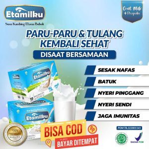 Susu Kambing ETAMILKU Bubuk Murni 200gr Rendah Gula Krimer Nabati / Susu Kambing Bubuk Etawa / Pemulihan Tenaga / Solusi Pernapasan / Susu Bubuk / Solusi Nafas Lega / Meringankan Sesak Nafas / Mencegah Masalah Persendian