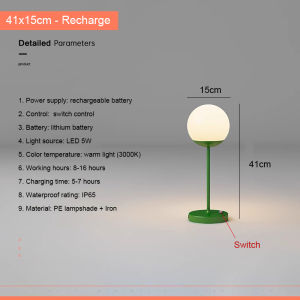 Outdoor Waterproof Lawn Lamp Modern Round LED Ambient Light Home Decor Lighting For Garden Villa Trails Yard Recharge Floor Lamp