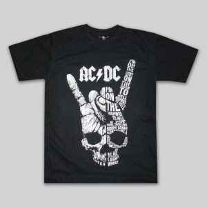 kaos acdc finger logo metal rock legend t shirt dewasa pria wanita cowok cewek cotton combed 24s sablon plastisol