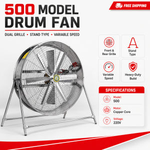 ASAHII Pro Portable Industrial Drum Fan 500-1000mm All-Copper Motor with Wheels for Farm Use