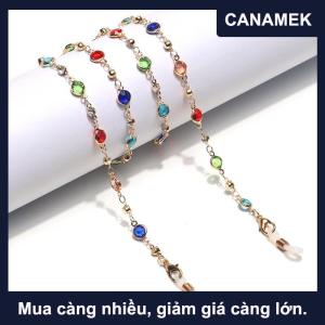 【CANAMEK】 Được làm bằng tay kính chuỗi cho ánh sáng mùa hè sang trọng ngọc trai pha lê màu xanh hải quân treo chuỗi Thời Trang Chống mất mắt chuỗi
