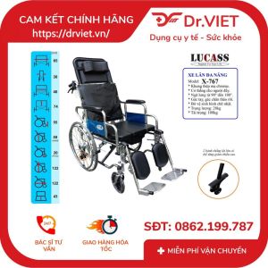 Xe lăn đa năng có bô ngả nằm chống lật Lucass X-767 - X-767B