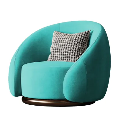 A minimalist luxurious lounge chair designed in the Nordic style featuring fabric swivel seats for the living room.