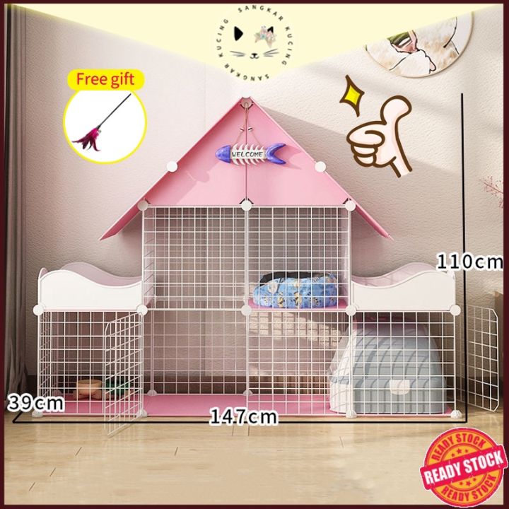 Cat Cage Household Indoor Cat House Villa Large Free Space Pet Supplies Portable All in One Cat Cage Lazada