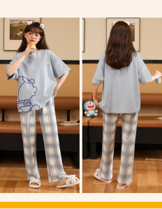 [C03] Bộ Mặc Nhà Cộc TayQuần Dài  Nữ Trẻ Trung Năng Động Chất Cotton  Hàng Quảng Châu Cao Cấp (2023)