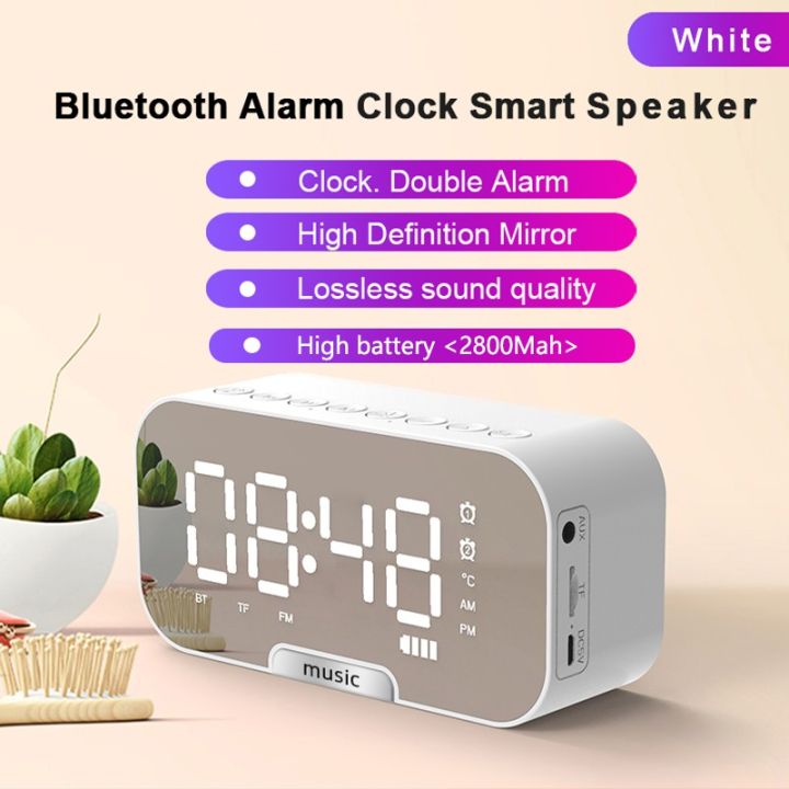 Bluetooth Speaker Wireless With Fm Radio Led Mirror Alarm Clock
