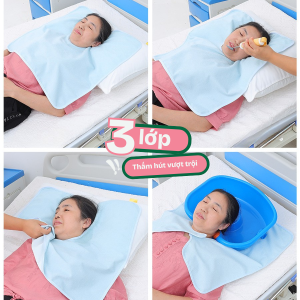 Khăn yếm ăn miếng đệm đa dụng 3 lớp chống thấm thấm hút nhanh dành cho người già bệnh nhân  kích thước lớn 62 cm