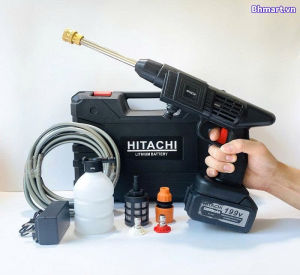 Máy Rửa Xe Thông Minh Dùng Pin Siêu Khỏe Công Nghê Mới - Máy Xịt Rửa Tăng Áp Hàng Chuẩn Động Cơ Lõi Đồng Siêu Bền