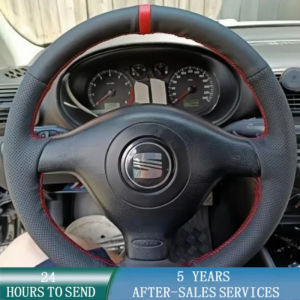 ZZSA Customized Car Steering Wheel Cover Black Microfiber Leather For Volkswagen VW Golf 4 Passat B5 1996-2003 Seat Leon 1999-2004 B8T9H