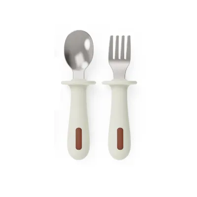 Biomom Self-Feeding Stainless Steel Fork and Spoon Set with Case (2 Colors)