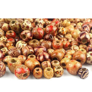 【Fairy Castle】 100Pcs Khắc Mô Hình Hạt Gỗ Đối Với Trang Sức Làm Dreadlock Tóc Bím Tóc Trang Trí Diy Spacer Hạt Vòng Đeo Tay Tự Làm Vòng Cổ