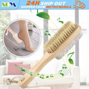 Foot Pumice Brush Foot Care Natural Bristle Massage Brush Two-sided Pumice Stone Brush Feet Exfoliating Dead Skin Remover Brush Pedicure Double-sided Pumice Stone Exfoliating Foot Rub Feet Comfortable Itchy Skin Gentle Pedicure Tool Rubbing Dead Skin