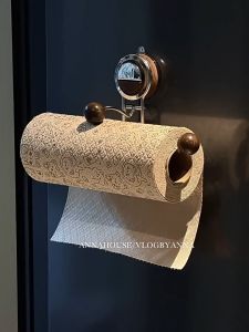 Suction Cup Kitchen Paper Towel Holder Stainless Steel Wall-Mounted Storage Rack Dishcloth Rack