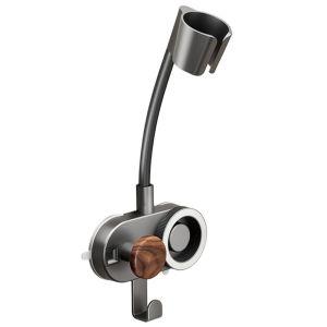 JKDESIGN 360 Degree Rotation Hair Dryer Holder Hands Free Non-punching Hair Dryer Storage Bracket Universal Compact Blow Dryer Storage Shelf Bathroom Accessories