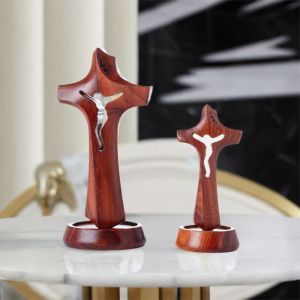 XYAX Gỗ Thánh giá rỗng Có thể tháo rời Tự nhiên Tác phẩm điêu khắc hình thánh giá Đồ thủ công trang trí nhà cửa với Đế Trang trí thánh giá tôn giáo Nhà thờ