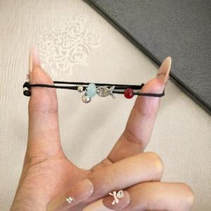 Hmeme 2pcs phù hợp với cá bện Tình Bạn Vòng đeo tay màu đỏ đen dây đồ trang sức bện dây Vòng đeo tay cho người bạn tốt nhất các cặp vợ chồng