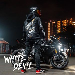 HFS - Jaket Hoodie Prostreet WHITE DEVIL Pria/Jaket Sunmori Raider Jepang / Jaket Sunmori Prostreet / Jaket Sunmori Motor Beat / Jaket Sunmori Wanita / Hoodie Sunmori Prostreet / Hoodie Sunmori Devil Raider