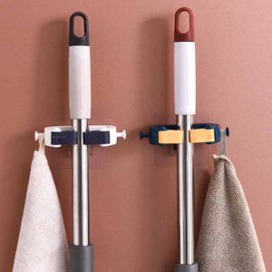 2PCS Wall Mounted Mop Holder Home Mop Broom Storage Rack Organizer Storage Shelf Kitchen Tools Shelves Sundries Brush Broom Hook PTCS