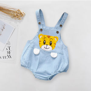 IENENS Summer Baby Boy Girl Bodysuit Overalls Jumpsuit Cartoon Cotton Sleeveless Pants Outfits Newborn Shorts Clothes Toddler Infant Kids Denim Clothing Jumpers Dungarees 6 12 24 Months