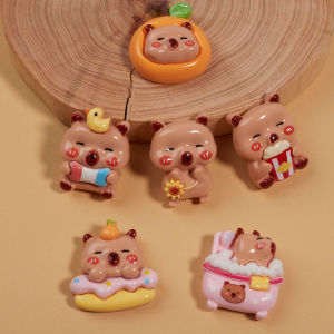 Bộ 12 Sticker Charm 3D chủ đề Capy Cam nhựa cứng gắn Dép Sục Cá Sấu MayTo JB-387