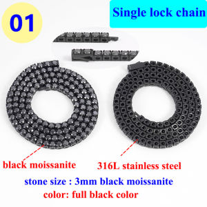 4/5mm Full Moissanite Black Tennis Bracelet Chain Women Hip hop Fashion 316L Stainless Steel Jewelry for Women Men