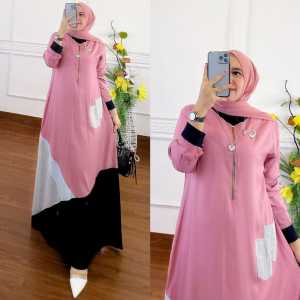 Laura Gamis Terbaru Pesta Mewah Elegan Modern Kekinian Dress Wanita Baju Muslim Terlaris Busui