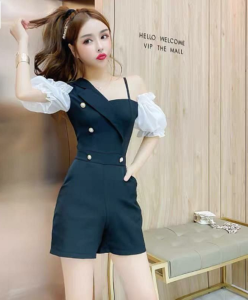 dandelia / JS BUTTON SCUBA TILE 6040 (nz) / jumpsuit one shoulder / jumpsuit panjang/ jumpsuit wanita / fashion wanita / jump wanita / js scuba / js wanita