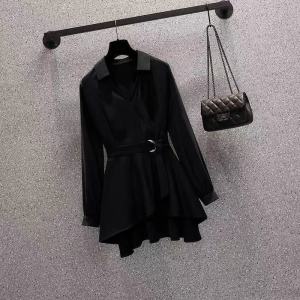 Womens Plus Size Plain V-Neck Long Sleeve Blouse Fashion Womens Plus Size Waist Top 2022 Korean Womens Mid Length Work Shirt