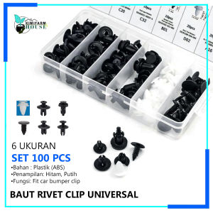 Baut Rivet Mobil Universal 100 pcs Baut Klip Bumper Baut Plastik Pengancing Serbaguna