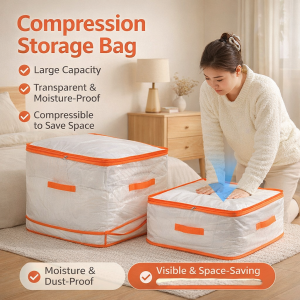 Home Portable Large Capacity Visual Transparent Clip Mesh Clothes Organizer Multi-Functional Waterproof Moisture-Proof Moving Packing Bag