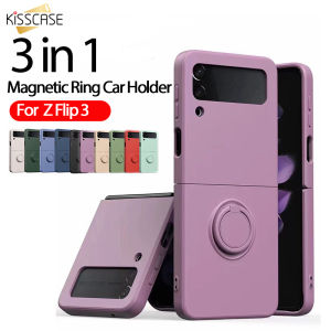 【Ring Holder 】KISSCASE for Samsung Galaxy Z Flip5 Flip4 Flip3 Liquid Silicon Case Soft Magsafe Ring Car Holder Stand For Samsung Z Flip 3 Z Flip 4 Flip 5 5G Soft Protection Cover