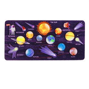 TAO MAX Learning Toy Early Learning Universe Boy Girl Children Planet Matching Solar System Puzzle Jigsaw Tray Wooden Puzzle Planet Puzzles