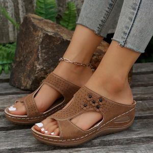 [Free Shipping] Plus-Size Summer New Wedge Heel WomenS Sandals Hot-Selling Thick-Soled Floral Shoes