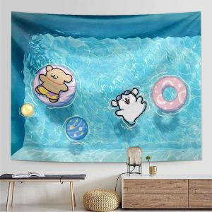 Ready stock sa local warehouseLine drawing puppy tapestry for bedroom dormitory headboard background fabric wall cloth wallpaper wall art fabric tapestry digital printing