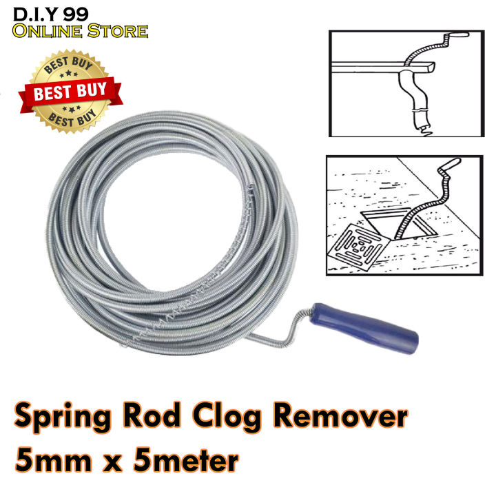 5M x 5MM Clog Free Spring Set Cleaner Spiral Pipe Cleaning Rod Sink