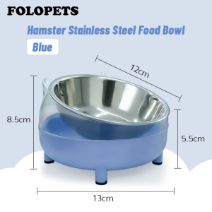 Hamster Stainless Steel Feeding Bowl Elevated Tilted Non Slip Food Water Bowl Small Pet Kitten Puppy Applicable