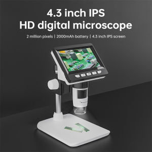 Industrial Repair Desktop Microscope with 32GB Storage Card 1080P HD Video Image Recording 4.3-inch Screen Digital Microscope for Laboratory High Magnification Inspection