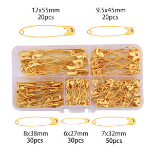 150pcs/box High Quality Safety Pins Paper Clip DIY Sewing Tools Gold Silver Metal Needles Large Safety Pin Brooch Craft Garment Accessories