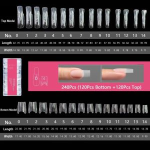 PLNBFG 240pcs Short Oval False Nail Square Top Mixed Size Sandwich Nail Forms Bottom Mold Nail Art Extension Nail Art