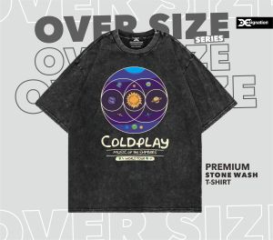 Kaos BAND COLDPLAY Stone Wash Overzise / Tshirt Music OF THE SHPERES Rock N Roll Distro Murah / KAOS Washing Oversized Vintage TIE DYE