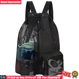 [Vodool]Shoulder Soccer Ball Backpacks Drawstring Sports Gym Bag with Wet Pockets Thickened Mesh Lightweight Comfortable for Training Equipment