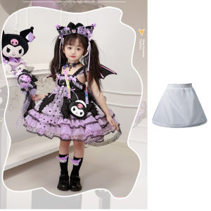 Kuromi Bell Lolita Gown Whole set Girls Halloween Lace Cartoon Cake Dress purple birthday puff dress