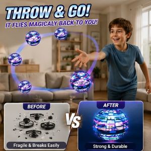 Flynova Pro Magic Flying Ball Boomerang Hover Ball LED Light Self Returning Orb Toy Rechargeable Outdoor Kids Gift
