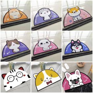 Anti Slip Floor Mat Cat Dog Semi Circle Bathroom Entrance Carpet Alas Kaki Hisap Air Kucing