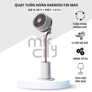 Quạt tuần hoàn không khí kèm đèn Daewoo F30 Max động cơ không chổi than