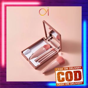 AI-K191 Makeup Brush Set 5IN1 With Box Brush Foundation / Set Kuas Make Up Portable Plus Cermin Rias